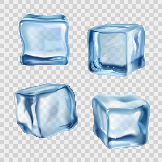 Cubitos de hielo azul transparente
