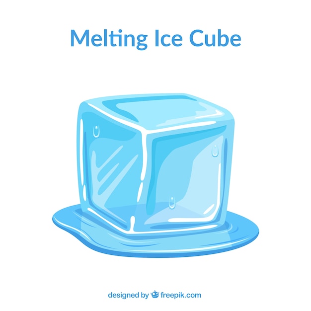 Cubitos de hielo derritiéndose con diseño plano