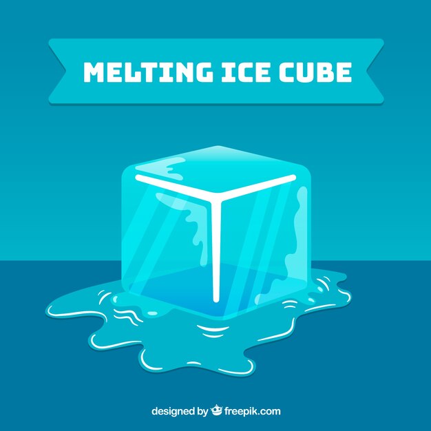 Cubitos de hielo derritiéndose con diseño plano