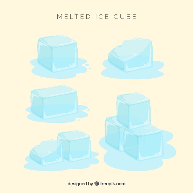 Cubitos de hielo derritiéndose con estilo de dibujo a mano