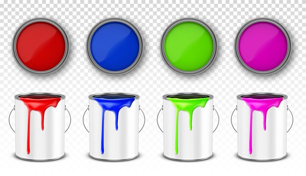 Cubo de metal de pintura, juego de latas