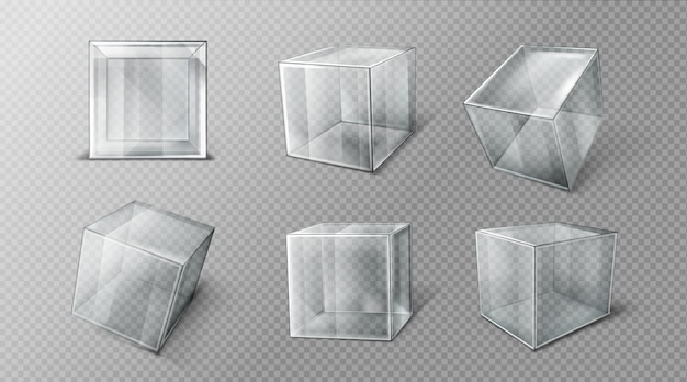Cubo de plástico en diferentes ángulos.