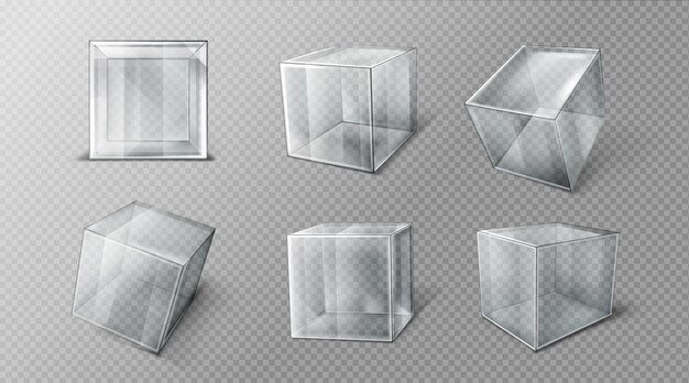 Cubo de plástico en diferentes ángulos.