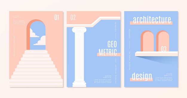 Vector gratuito cubre conjunto de arquitectura minimalista