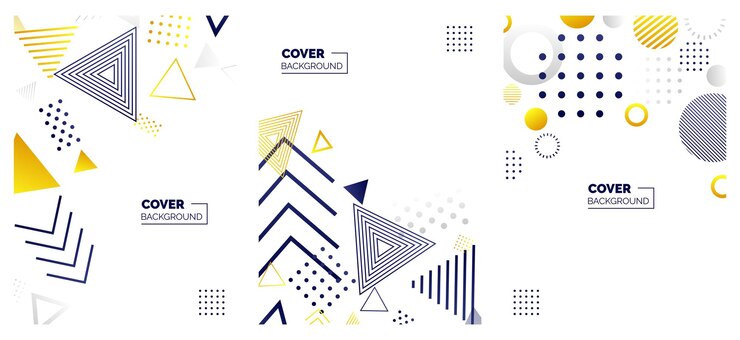 Vector gratuito cubre plantillas con bauhaus memphis y elementos geométricos gráficos de estilo hipster aplicable para pancartas, folletos, carteles, portadas y pancartas ilustraciones vectoriales