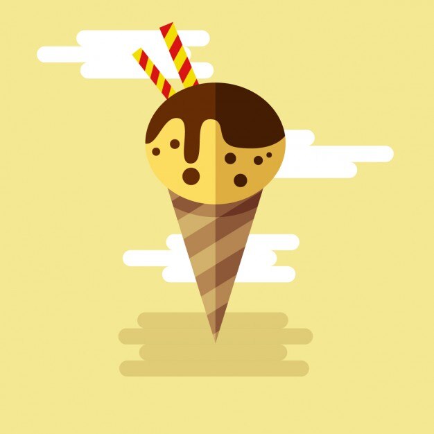 Cucurucho de helado en diseño plano