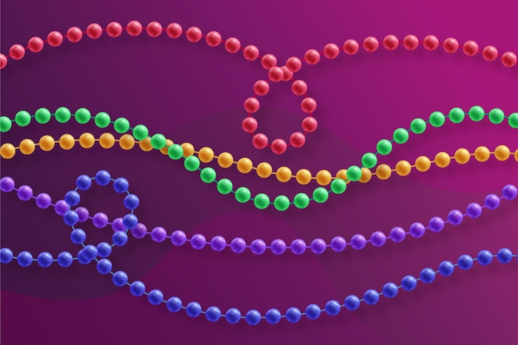 Vector gratuito cuentas de mardi gras realistas