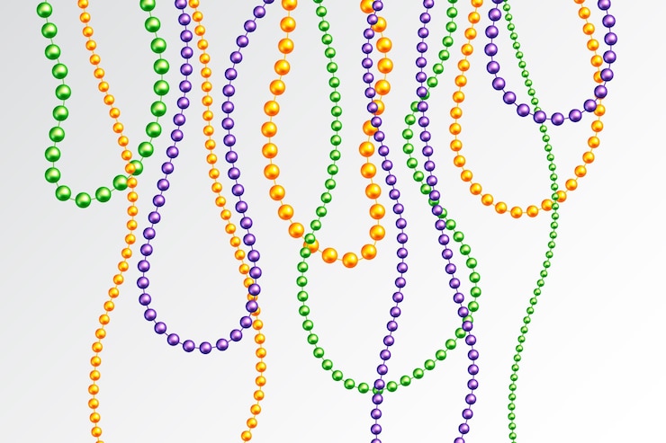 Vector gratuito cuentas de mardi gras realistas