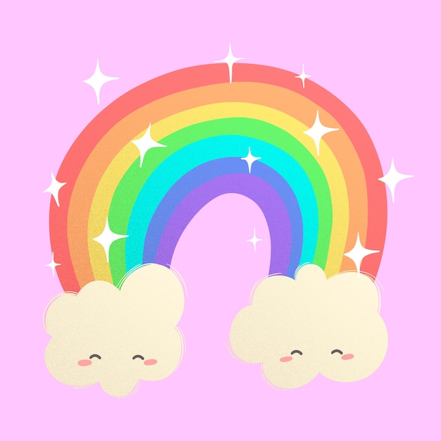 Cuento de hadas arcoiris y nubes felices