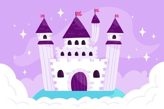 Cuento de hadas castillo mágico noche estrellada