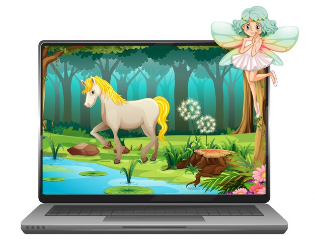 Cuento de hadas en el fondo de la computadora