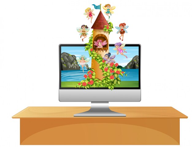 Cuento de hadas en el fondo de la computadora