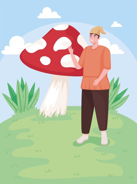 Cuento de hadas de gnomos con hongos