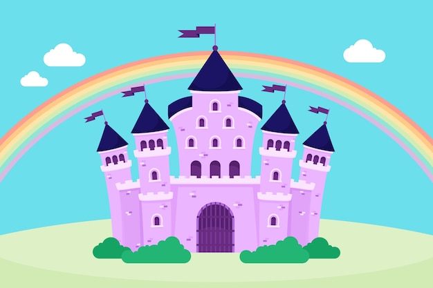 Cuento de hadas mágico castillo arcoiris