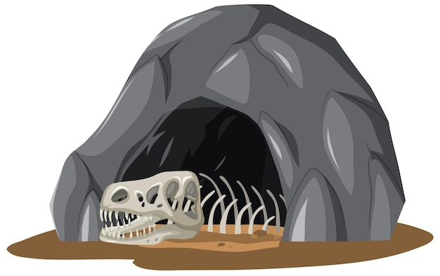 Vector gratuito cueva de piedra con fósiles