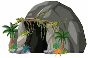 Vector gratuito una cueva de piedra con liana