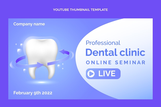 Vector gratuito cuidado dental degradado miniatura de youtube