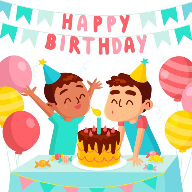 Cumpleañero celebrando con su amigo