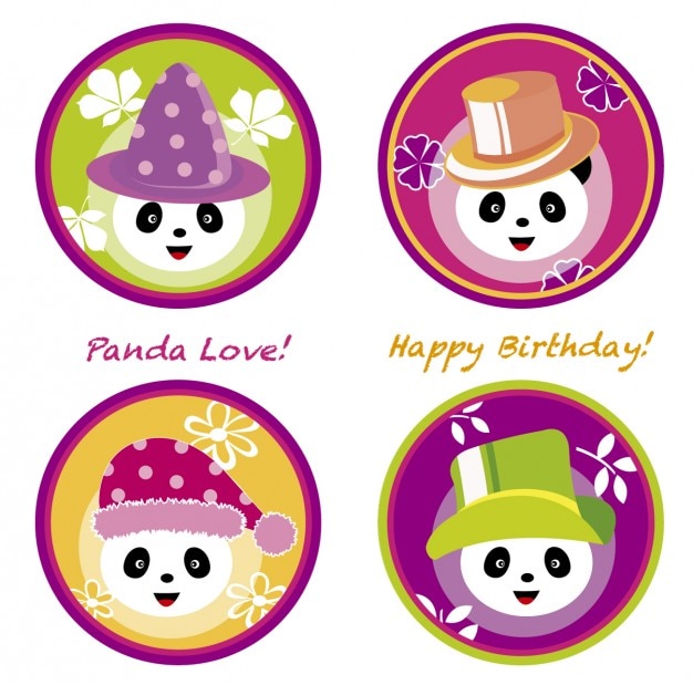 Vector gratuito cumpleaños con amor de panda