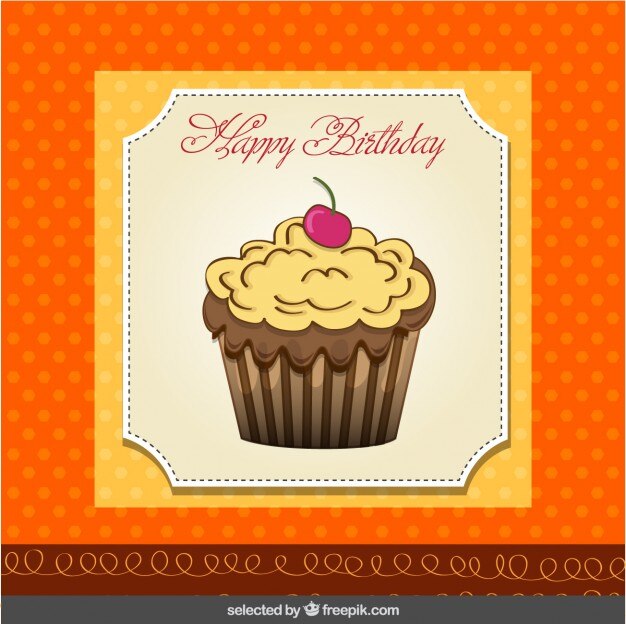 Cupcake con cereza, tarjeta de felicitación