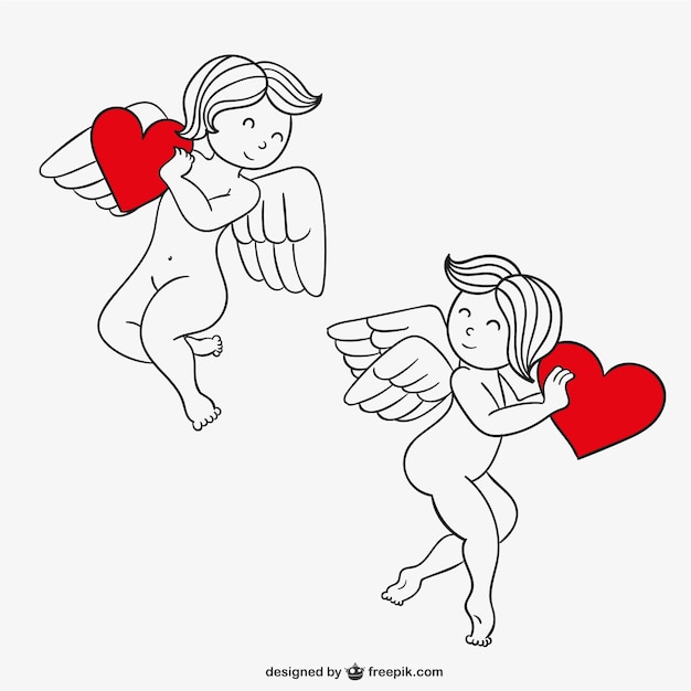 Vector gratuito cupidos de san valentín