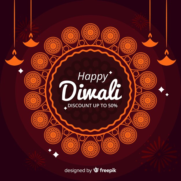 Cupón de descuento diwali banner de vacaciones