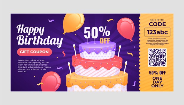 Cupón de venta de cumpleaños degradado