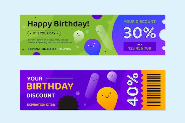 Vector gratuito cupón de venta de cumpleaños degradado