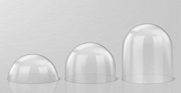Cúpulas de cristal realistas, recuerdos de globo de nieve de Navidad aislados