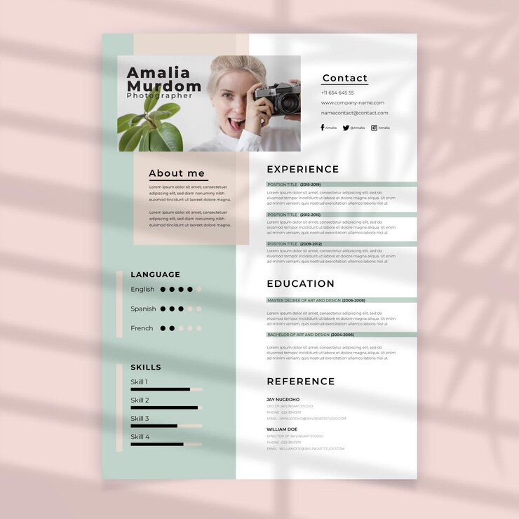 Curriculum vitae con plantilla de foto