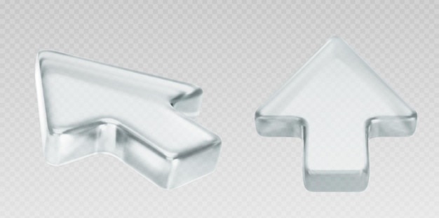 Cursores 3D transparentes de vidrio con bordes pulidos