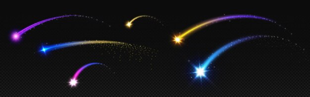 Curva de arco de luz de estrella fugaz con brillo mágico
