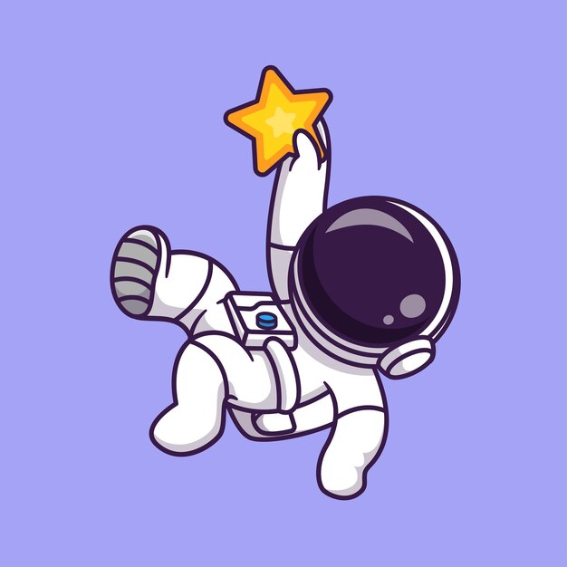 Cute Astronaut Catching Star Cartoon Vector Icon Illustration Ciencia Tecnología Icono Concepto Aislado Premium Vector. Estilo de dibujos animados plana