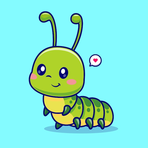 Cute caterpillar standing cartoon vector icono ilustración animal naturaleza icono concepto aislado plano