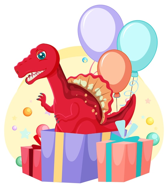Vector gratuito cute dibujos animados de fiesta temática de dinosaurios