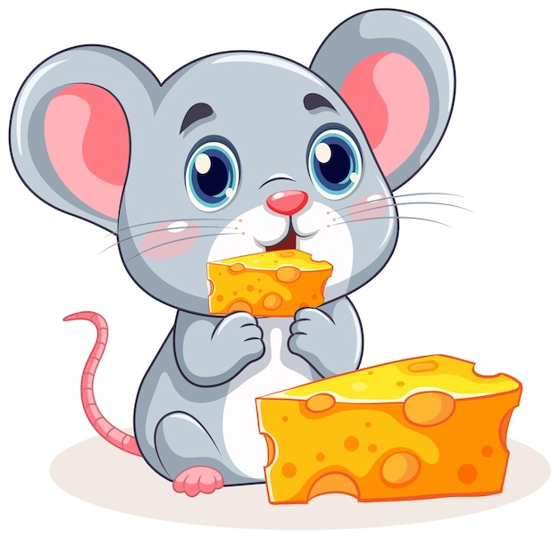 Cute dibujos animados de rata con queso