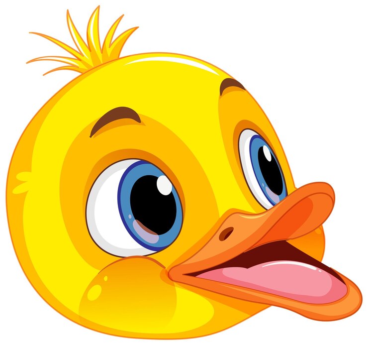 Vector gratuito cute little duck head en estilo de dibujos animados