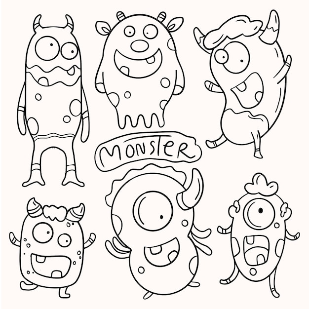 Vector gratuito cute monster doodle ilustración