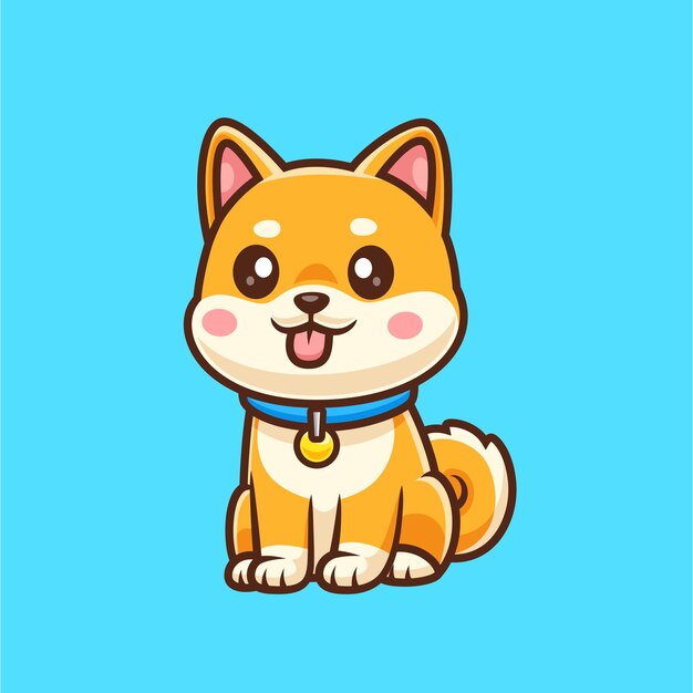 Cute Shiba Inu Perro sentado icono vectorial de dibujos animados Ilustración de la naturaleza animal icono aislado vector plano