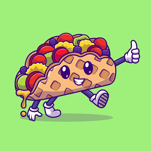 Cute Taco Food Thumbs Up Cartoon Vector Icon Ilustración Comida Objeto Icono Concepto Aislado Premium