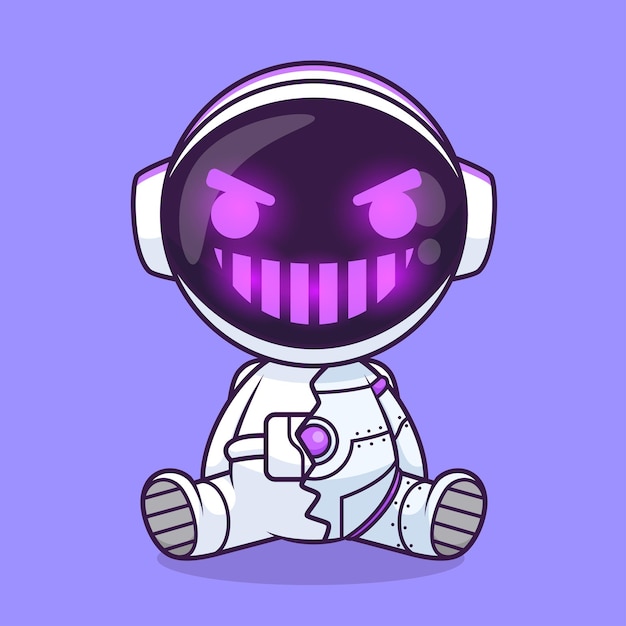 Cutio astronauta robot cyborg dibujos animados icono vectorial ilustración ciencia tecnología aislado vector plano