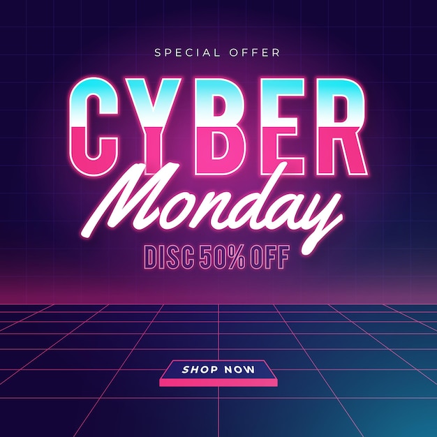 Cyber monday en diseño plano