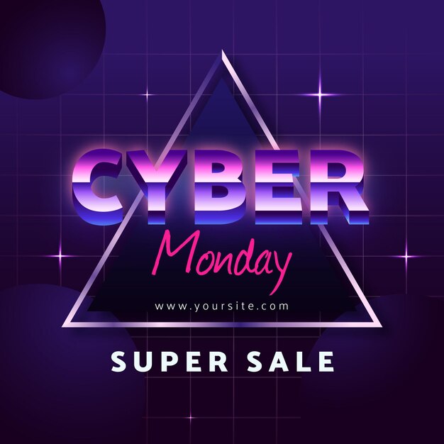 Cyber monday futurista retro ilumina las estrellas