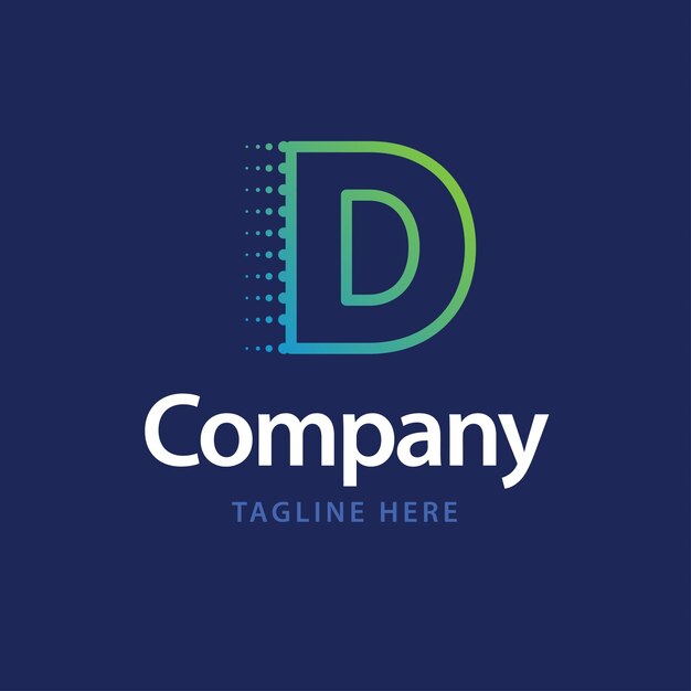 D Technology Logo Business Marca identidad diseño Vector ilustración