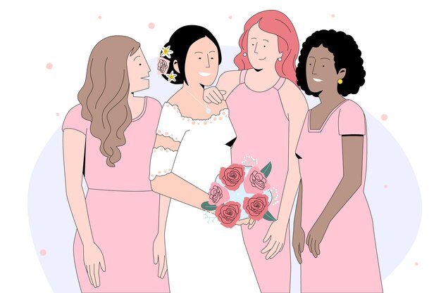 Damas de honor planas en lindos vestidos