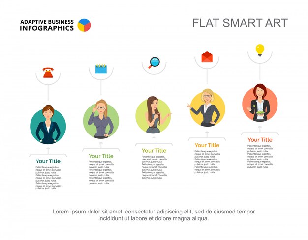 Damas de negocios en plantilla de diapositiva de la empresa. Gráfico. Concepto creativo para infografía