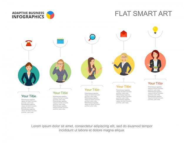 Damas de negocios en plantilla de diapositiva de la empresa. Gráfico. Concepto creativo para infografía