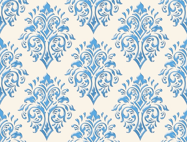 Damasco sin fisuras en relieve de trama de fondo. ornamento de damasco antiguo de lujo clásico, textura perfecta victoriana real. Vintage exquisita plantilla barroca floral.