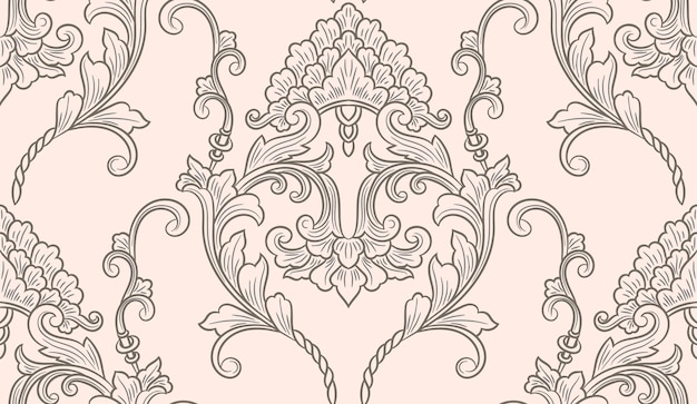 Vector gratuito damasco de patrones sin fisuras elemento vector floral damasco ornamento vintage ilustración