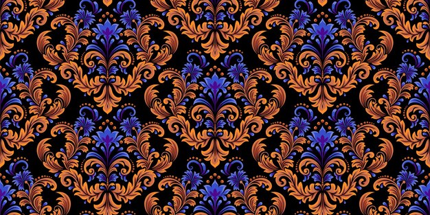 Damasco de patrones sin fisuras elemento Vector floral damasco ornamento vintage ilustración
